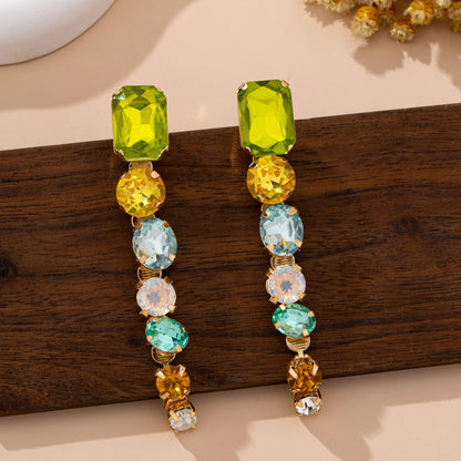 Rainbow Gem Drop Linear Earrings | 80E61964: Gold