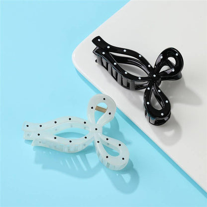 Polka Dot Bow Hair Claw Clips | 40H1094: OFF WHITE