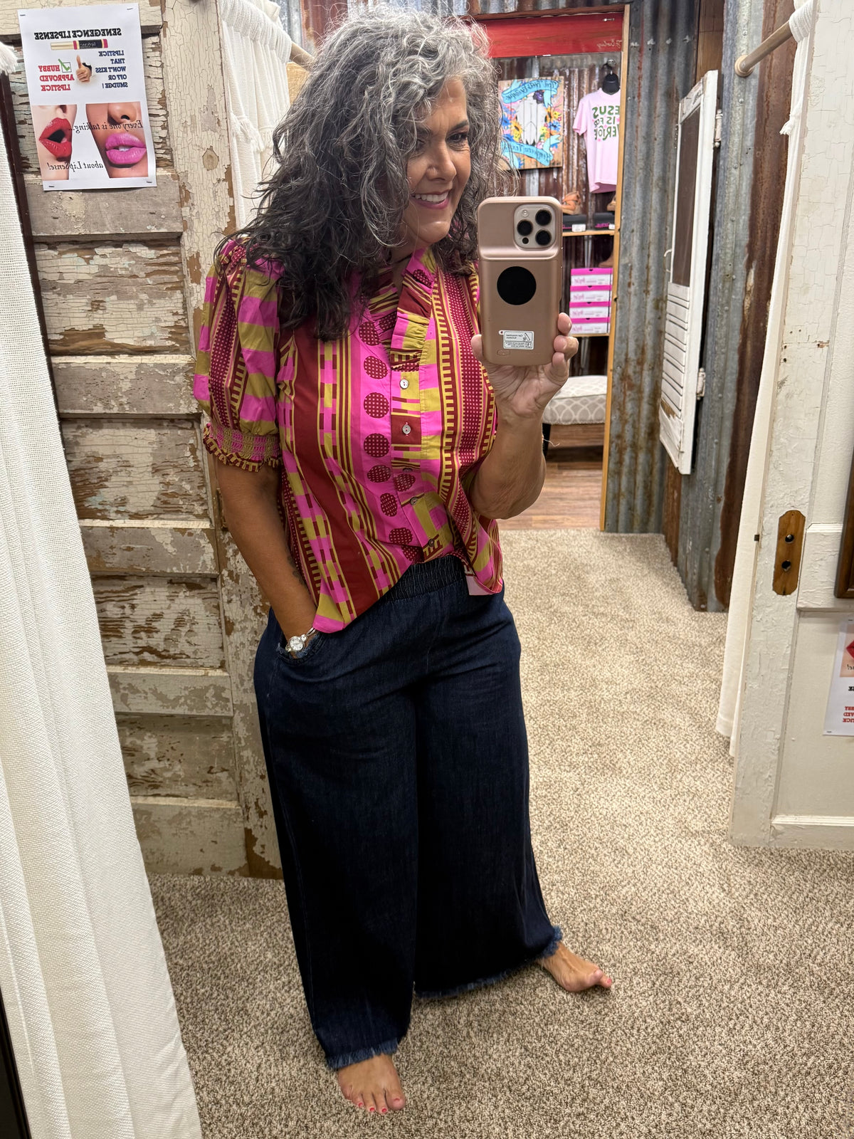 Entro Mixed Plum Print Top