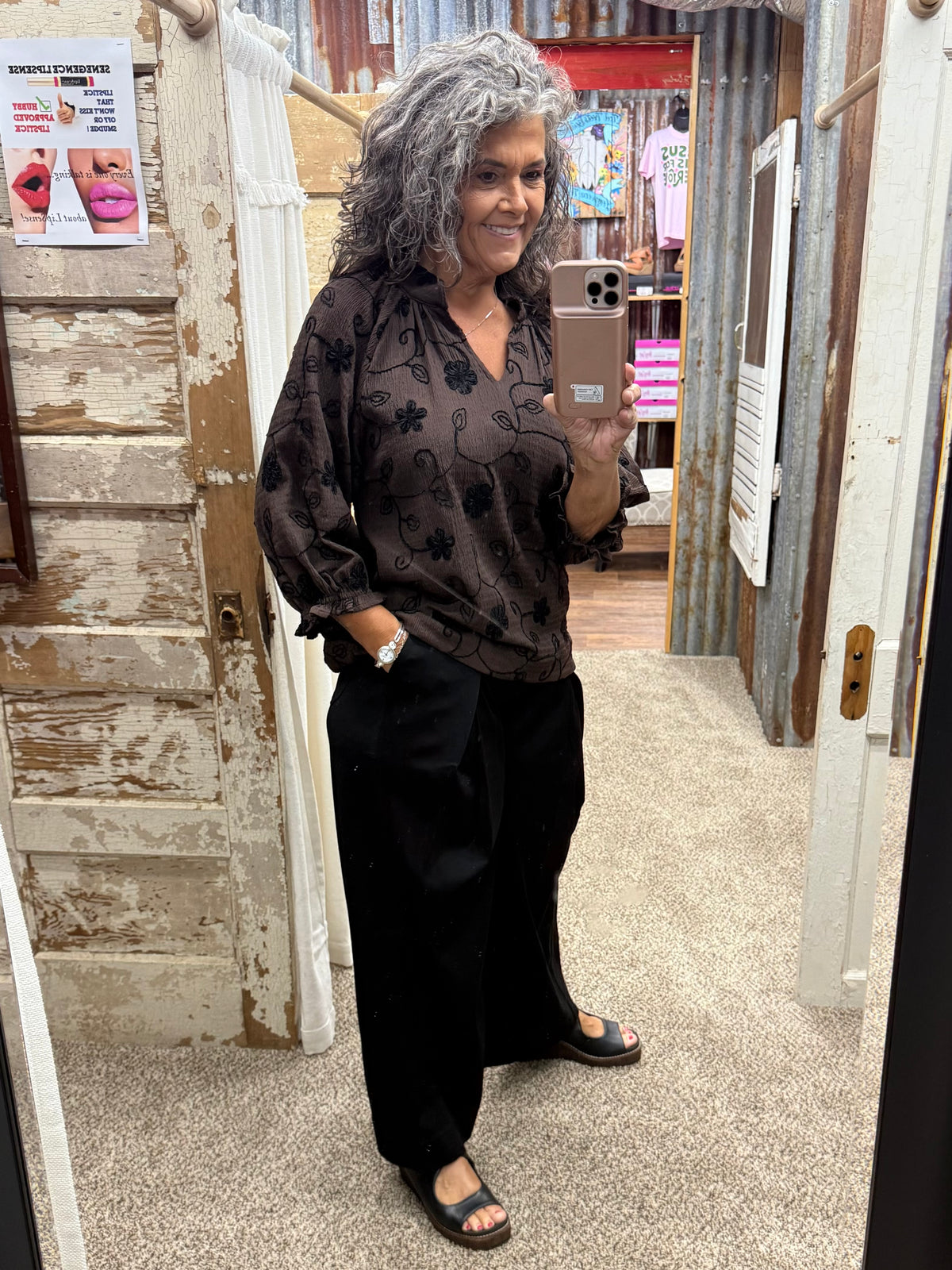 UMGEE Black Pull-On Wide Leg Pants with Elastic Waist