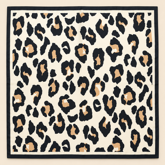 LARGE LEOPARD ANIMAL PRINT BANDANA SCARF | 40SC689: OFF WHITE