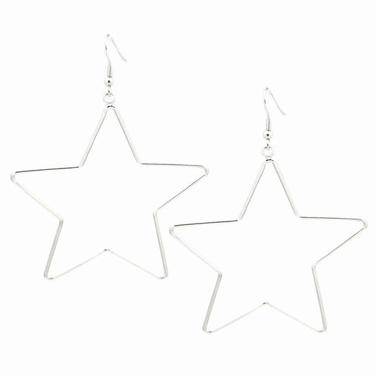 Star Outline Silver Matte Earring