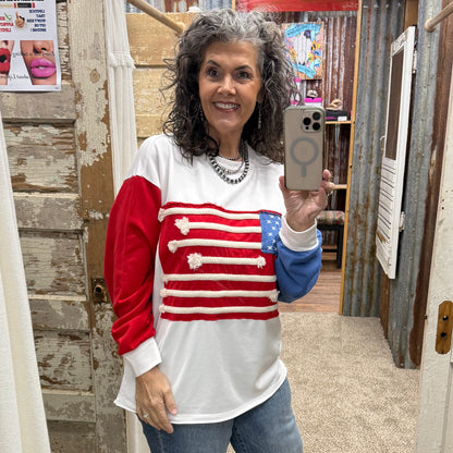 4TH OF JULY FRENCH TERRY AMERICAN FLAG SWEATSHIRT