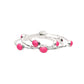 Set of 3 Burnished Silver Bangles with Pink Oval Stones