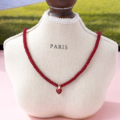 RED AGATE BEADED CHARM NECKLACE