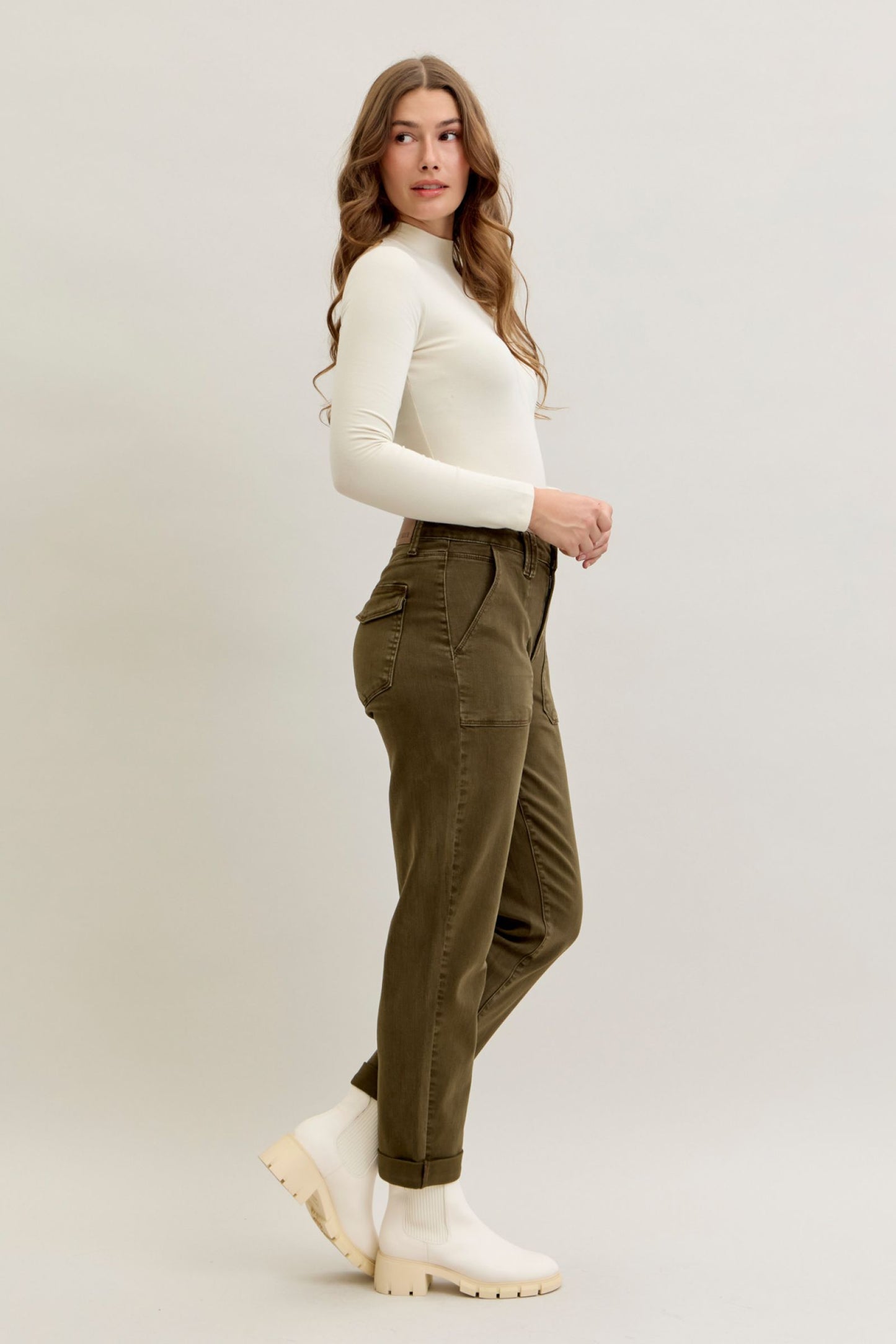 Judy Blue High Waist Forest Weekender Cuffed Jeans 881009