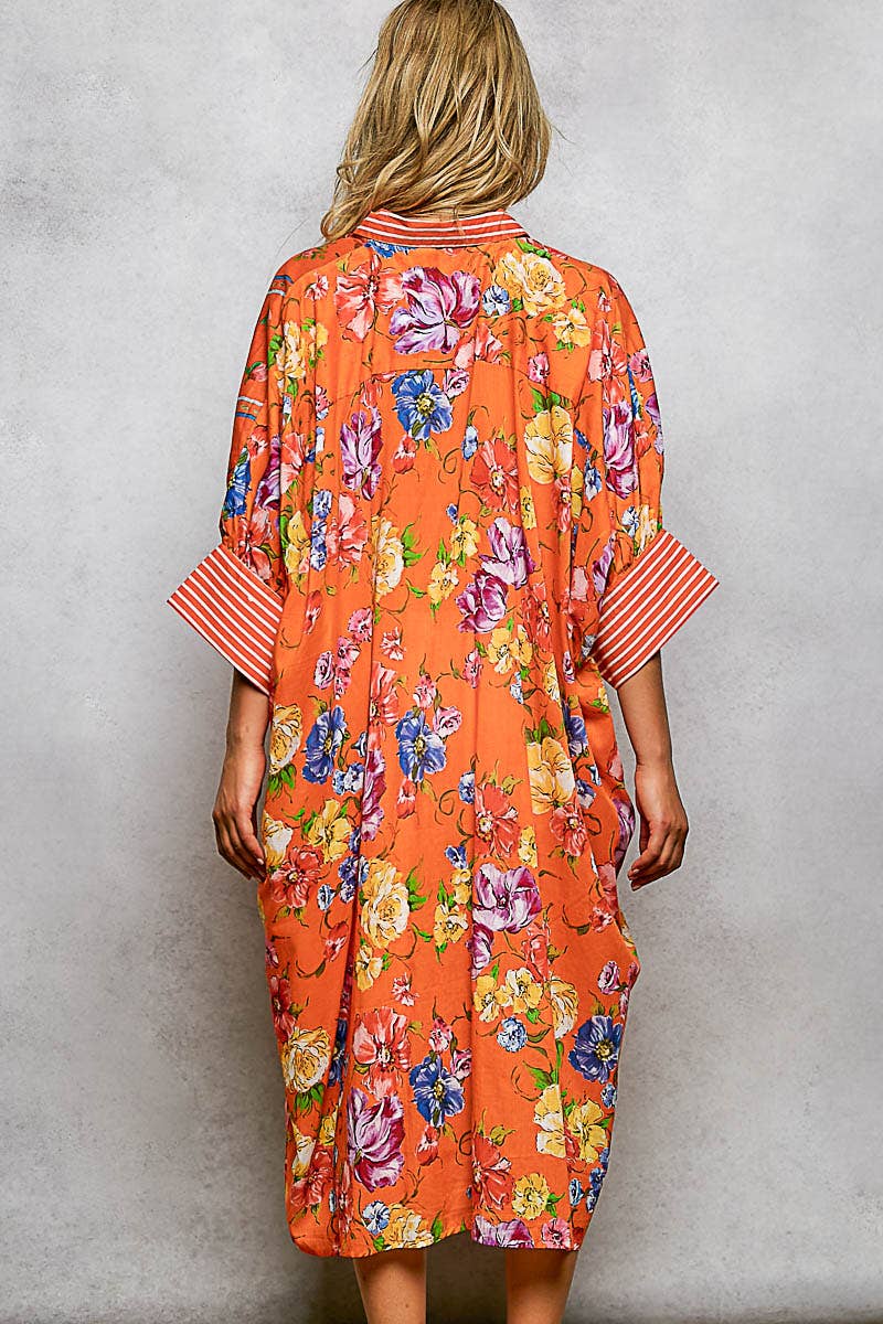 Orange Paradise Shirt Dress by POL