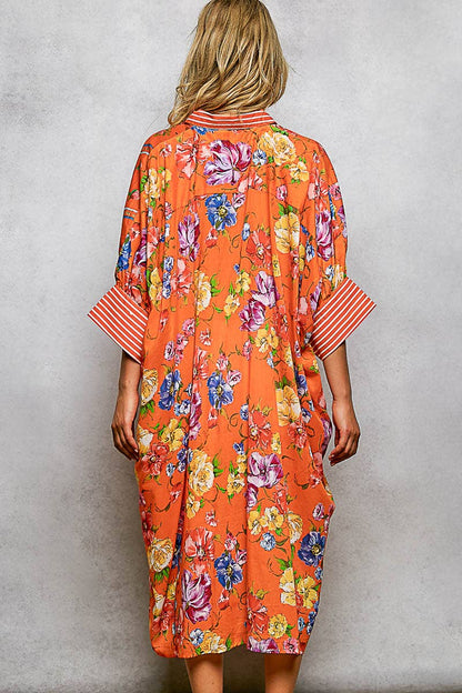 Orange Paradise Shirt Dress by POL
