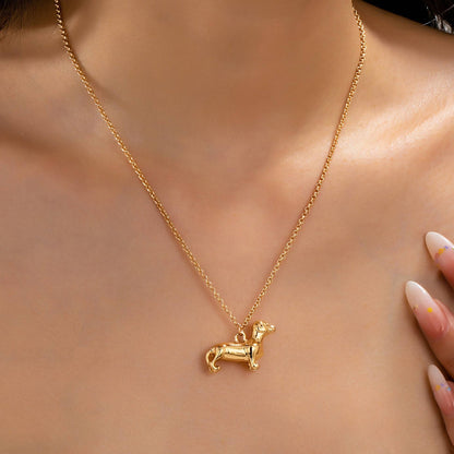 Gold-Tone Dachshund Dog Pendant Necklace | 80N93008: Gold