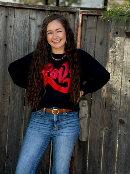 Pre-Order 💌❤️😍 Love in Metallic Red Puff on Youth & Adult Sweatshirts