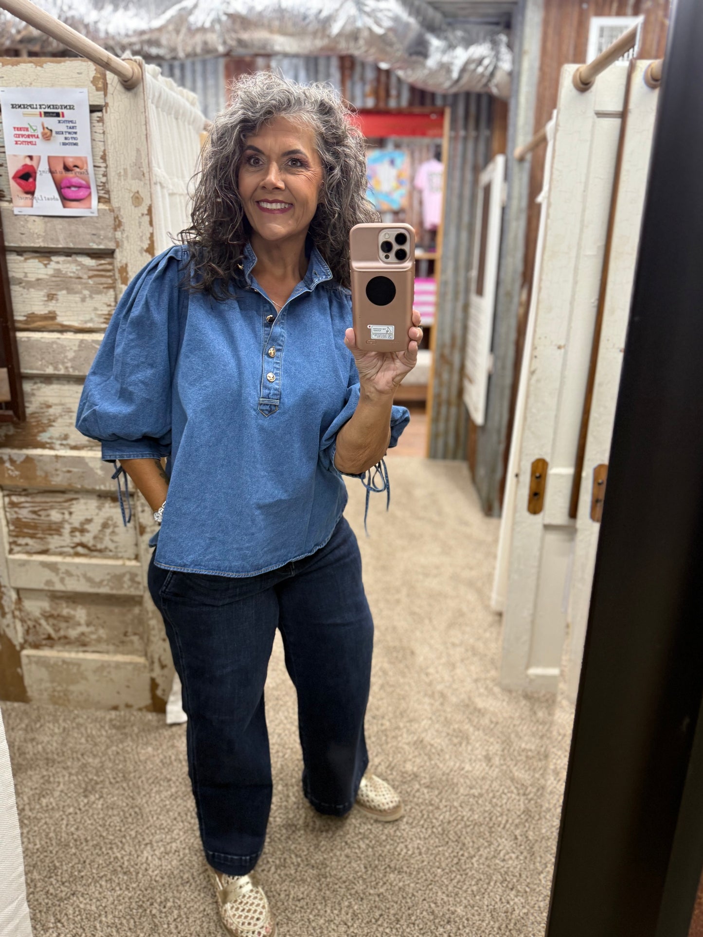 Entro Denim 3/4 Sleeve Top