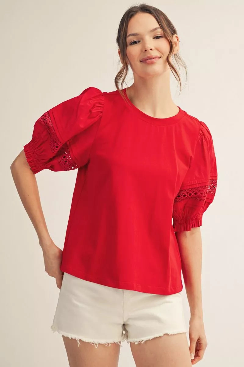 Red Puff Sleeve Top