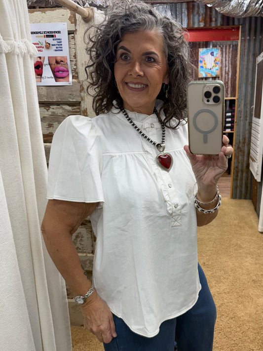 WHITE WASHED CHAMBRAY BUTTON DOWN TOP