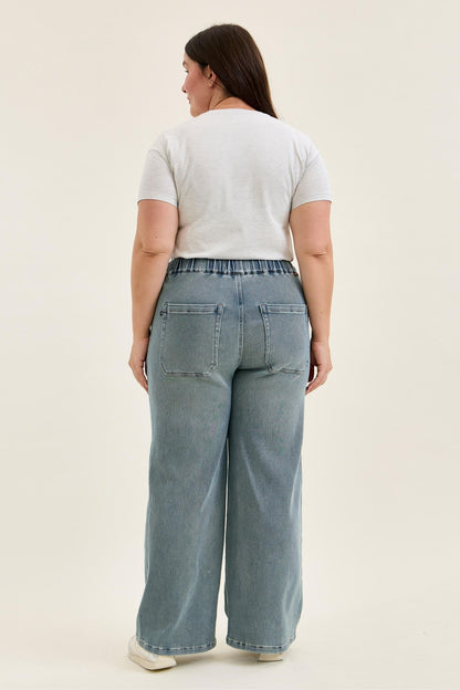 Judy Blue HW WILHELMINA Baggy MD Aged Stone Blue (Knit Indigo) 881127