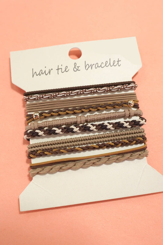 BOHO DUAL FUNCTION KNOT BRACELET HAIR TIES Tan