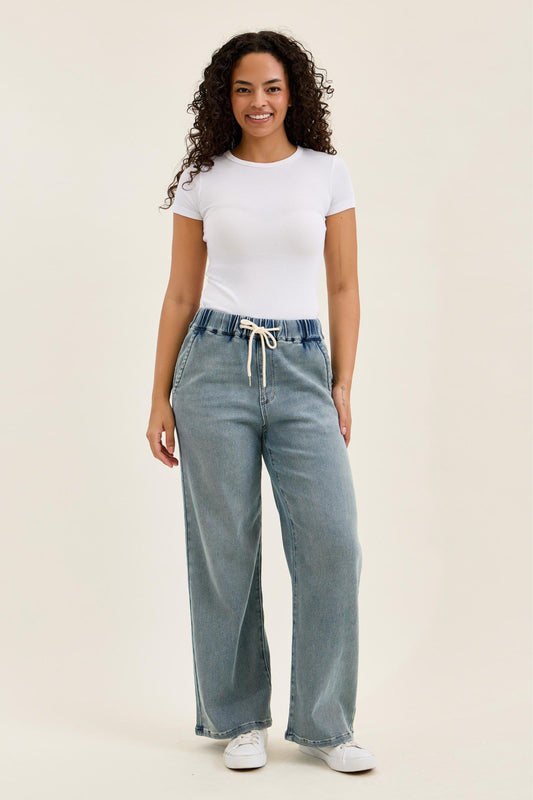 Judy Blue HW WILHELMINA Baggy MD Aged Stone Blue (Knit Indigo) 881127