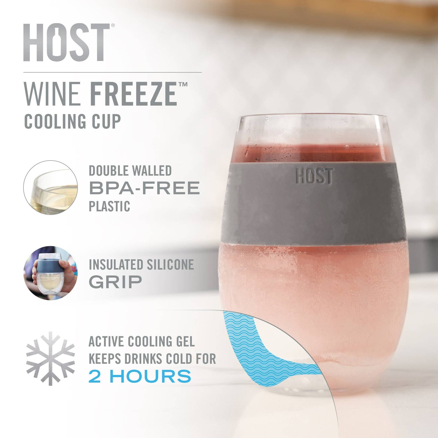 Wine FREEZE™ Cooling Cups in Asst Tinted Colors CDU of 12