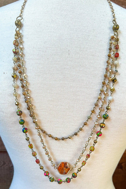 Janet Orange Necklace, Earring and Bracelet Set