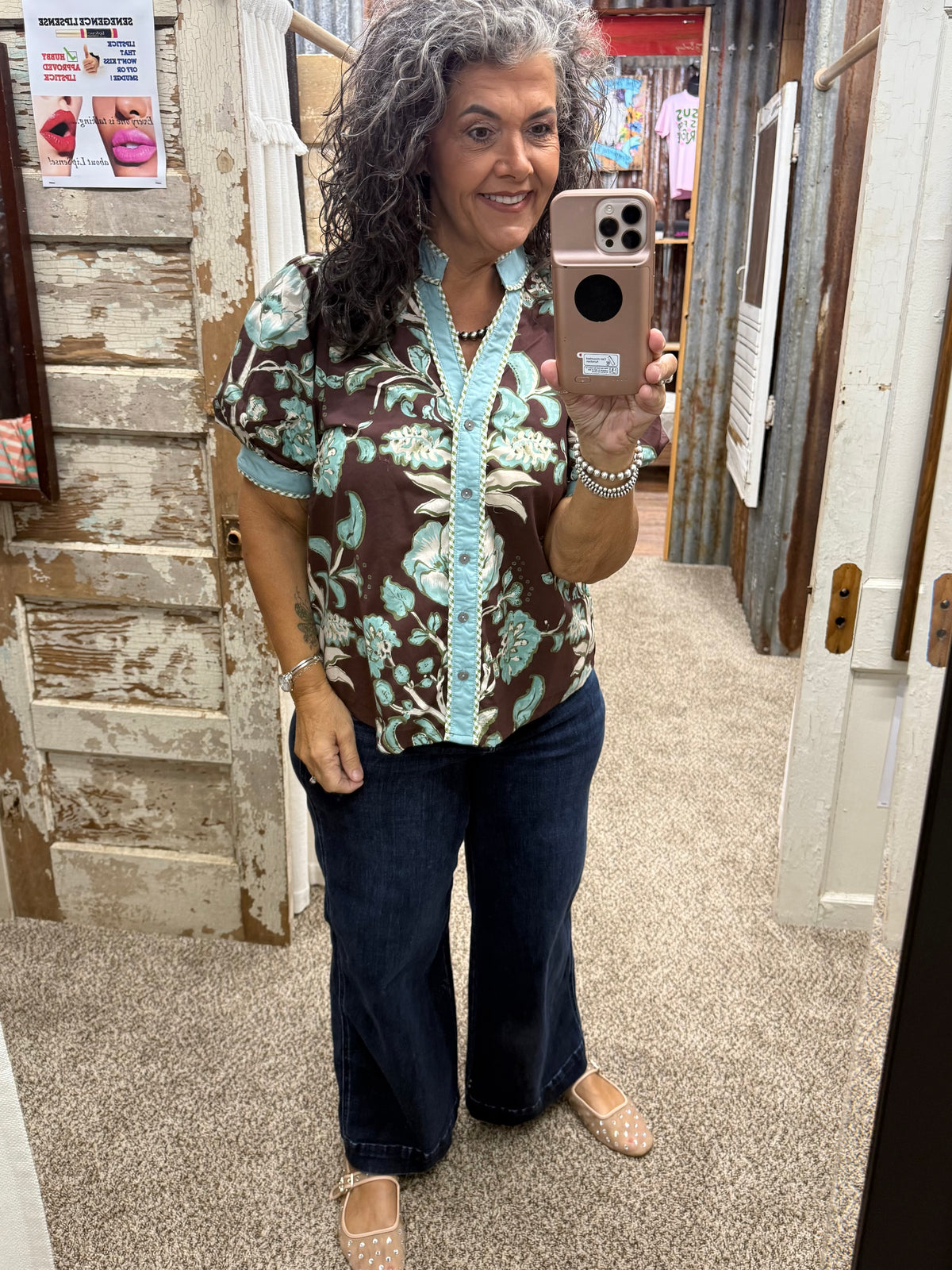Entro Chocolate Puff Sleeve Top