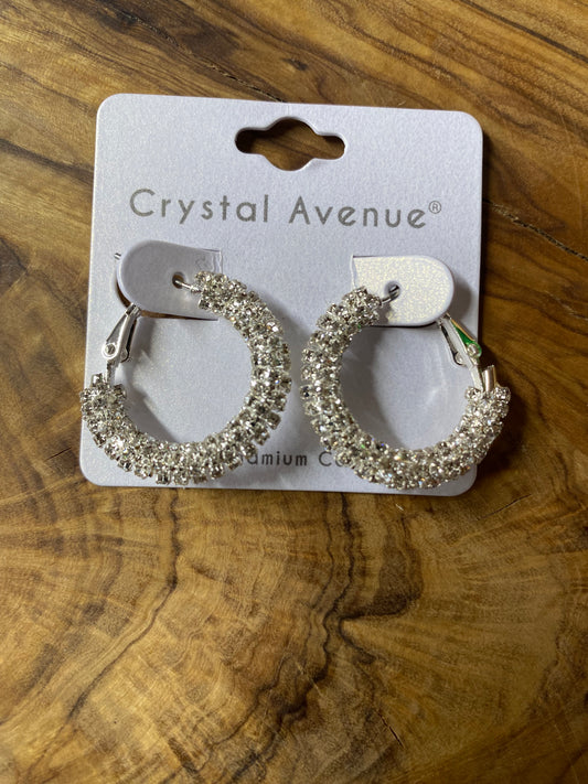 Silver Clear Stone Hoop Earring Small