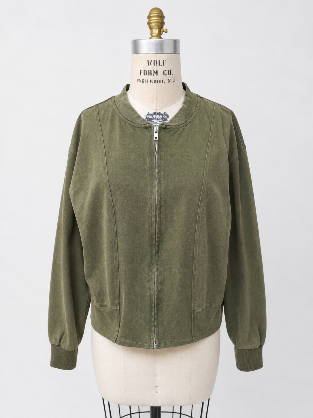 Brad & Rena Wren Mineral Wash Zip-Up Jacket - Olive