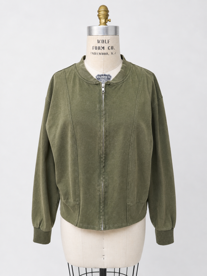 Brad & Rena Wren Mineral Wash Zip-Up Jacket - Olive