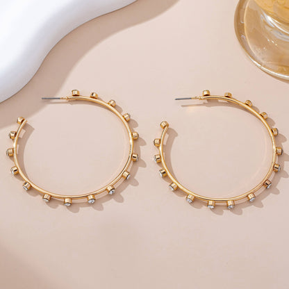 Crystal-Studded Gold Hoop Earrings | 80E61637: GOLD