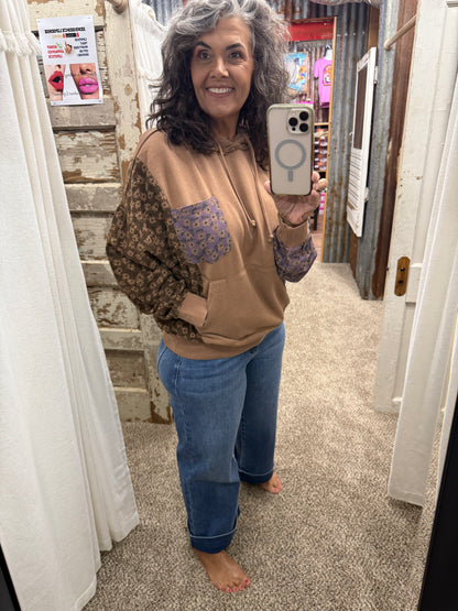 Mocha Washed Pullover Hoodie Sweatshirt by Easel