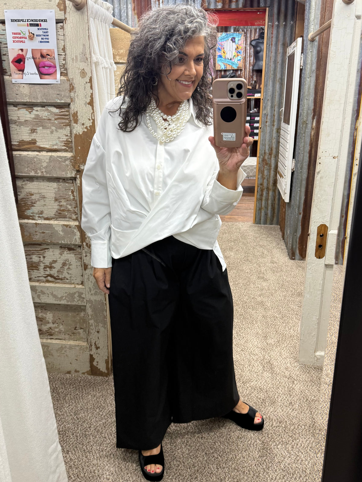 Brad & Rena Draped Oversized Tunic Top - White