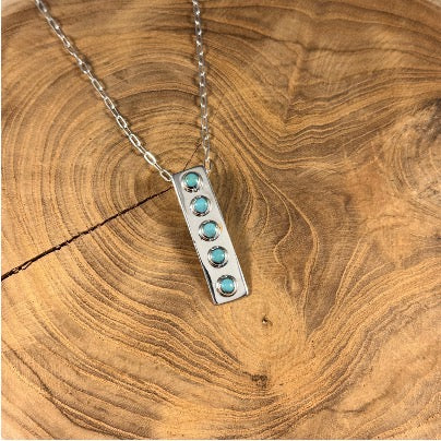Boho Sol Sterling Silver Turquoise Bar Necklace T3106