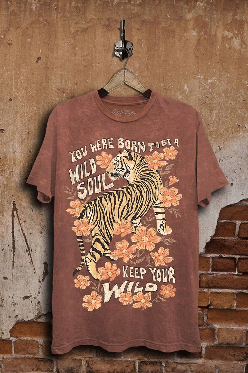 Wild Soul Tiger Graphic Tee: Vintage Wine