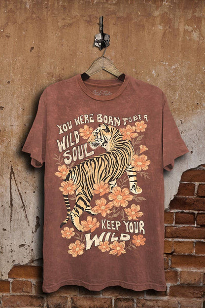 Wild Soul Tiger Graphic Tee: Vintage Wine