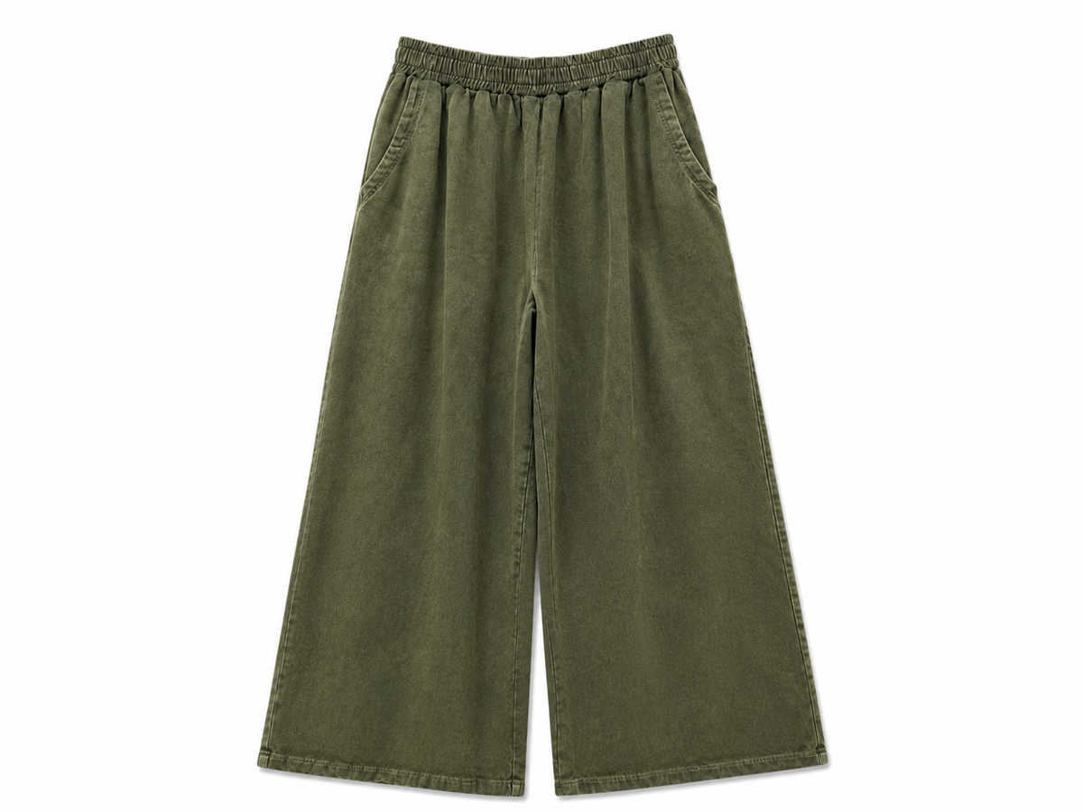 Brad & Rena Relaxed Wide-Leg Pants - Olive