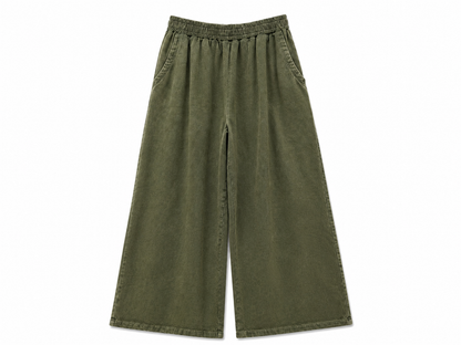 Brad & Rena Relaxed Wide-Leg Pants - Olive
