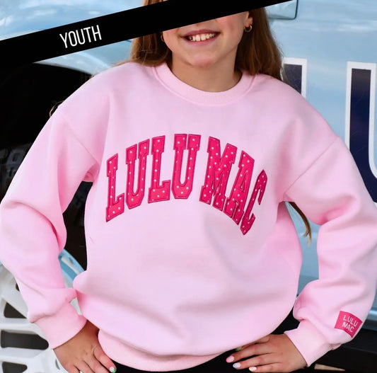 Light Pink Polka Dot Lulu Mac Sweatshirt - YOUTH