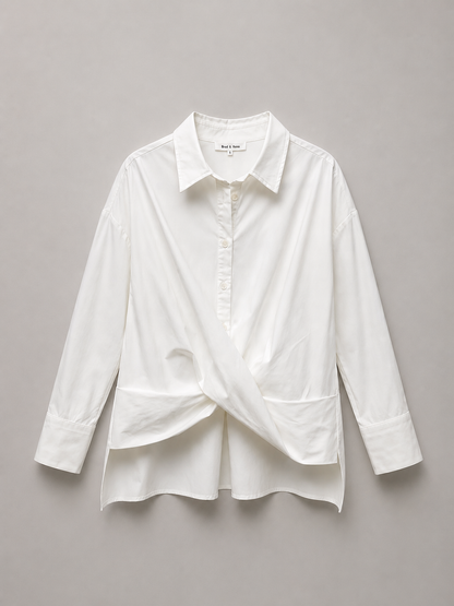 Brad & Rena Draped Oversized Tunic Top - White