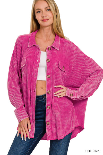 Berry Intuitive Waffle Shacket