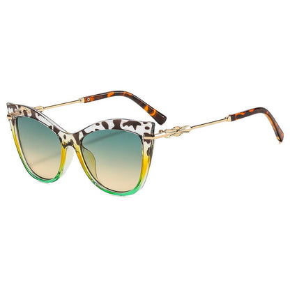 Cat-Eye Trendy Metal Accessories Versatile Sunglasses: Leopard