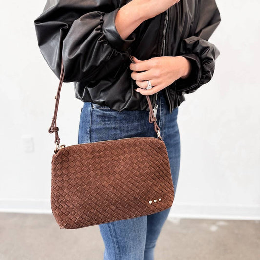 Chocolate Suede Harper Hobo Shoulder Bag