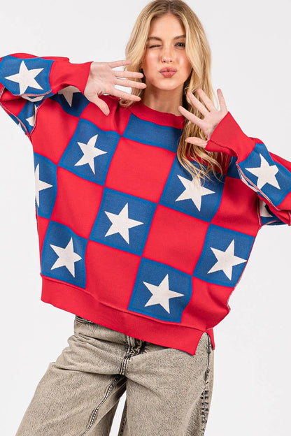 AMERICANA CHECKERED SWEATER TOP