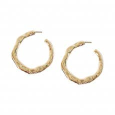 Hammered Hoop Earrings: Yellow Gold