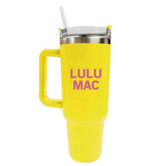 LULU MAC Tumbler Yellow with Bubblegum Logo