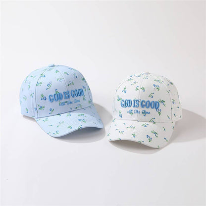 "God Is Good All The Time"  Floral Baseball Cap | 40HW756: Off White