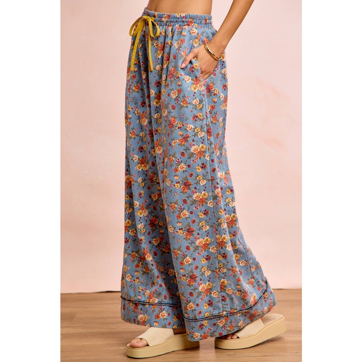Field of Daisies Drawstring Denim Pants