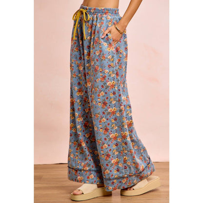 Field of Daisies Drawstring Denim Pants