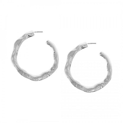 Hammered Hoop Earrings: Silver