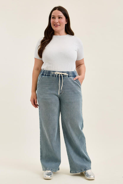 Judy Blue HW WILHELMINA Baggy MD Aged Stone Blue (Knit Indigo) 881127