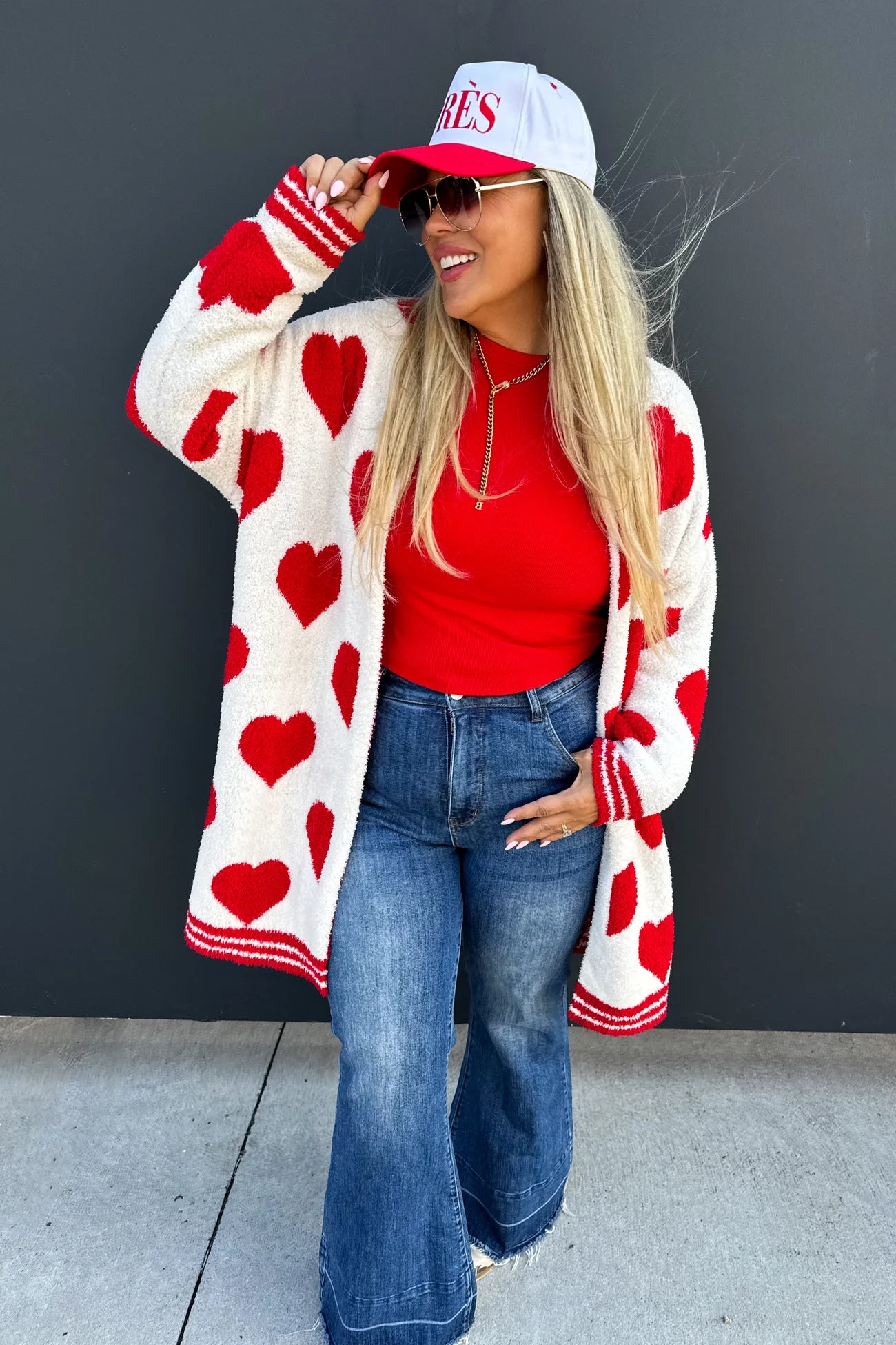 RED VALENTINE CLOUD CARDIGAN