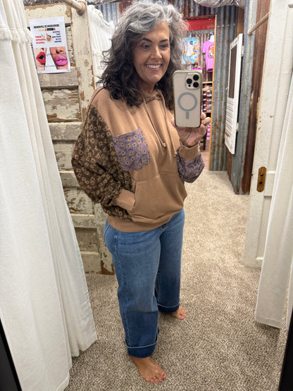 Mocha Washed Pullover Hoodie Sweatshirt by Easel