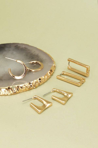 GEO MINI TRIO HOOP EARRING SET | 60E1009302: GOLD